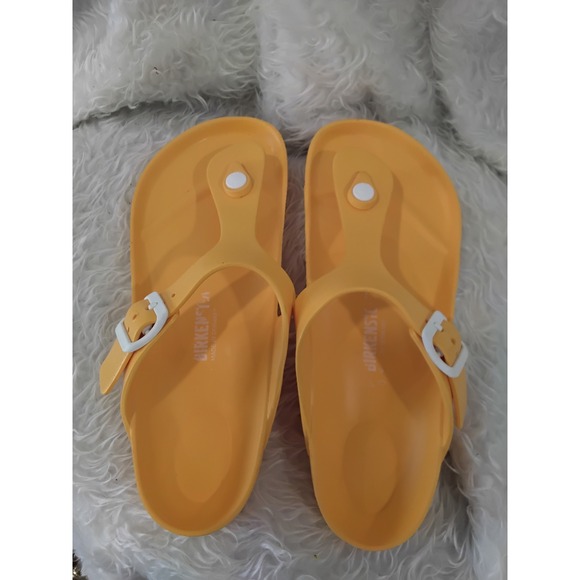 Birkenstock Gizeh Thong Sandals Yellow Rubber Buckle Adjustable Women -9 EU 40 - Picture 1 of 7